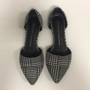 Chinese Laundry D Orsay flats. Black/white plaid.